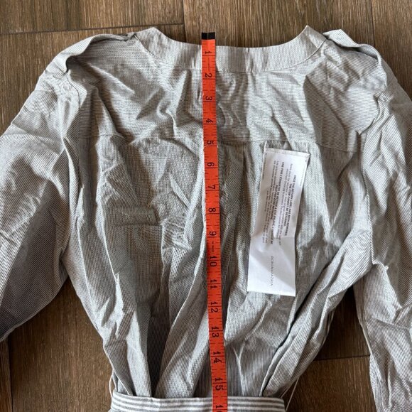 NWT BCBG grey combo pinstripe midi, curved hem dress size XS - Picture 10 of 13